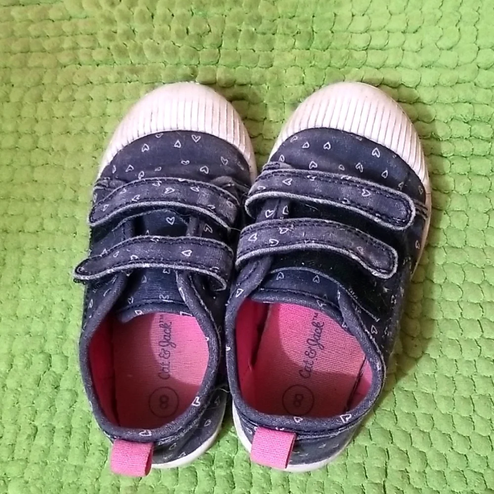 ✔️FREE WITH PURCHASE Denim Velcro Shoes Sneakers Sz 8 Kid Boho Minimalist Travel